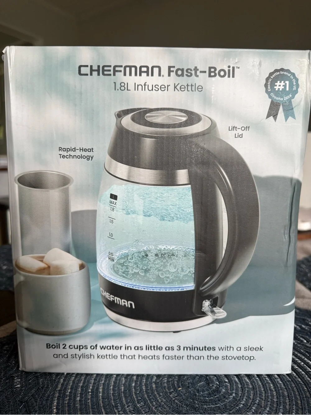 CHEFMAN Fast-Boil 1.8L Infuser Kettle - Black
